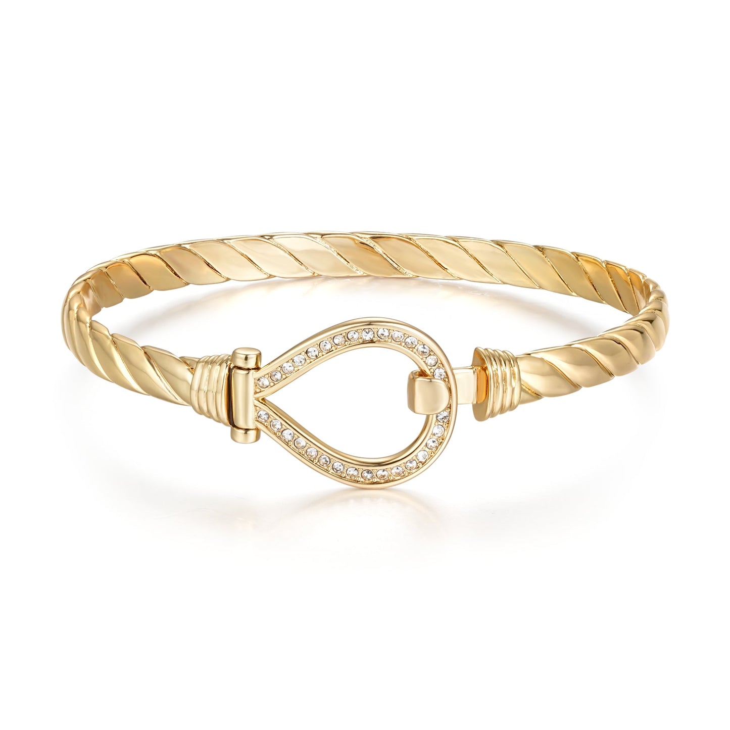 New 6mm Gold Closed Loop Bangle with Stones 8 Inch