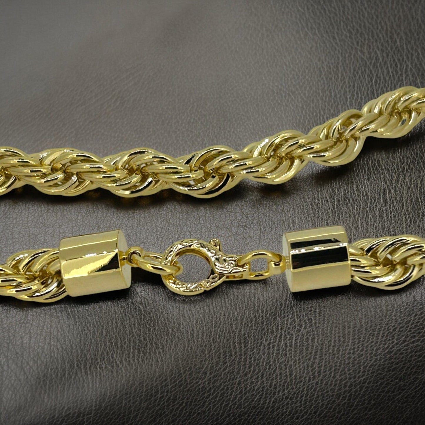 12mm Gold Rope Chain 30 Inch Patterned Clasp